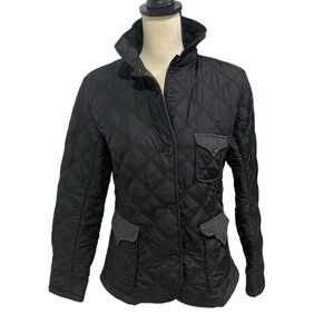 Lands’ End Quilted Coat Sz Small (6-8) Black Button-Down